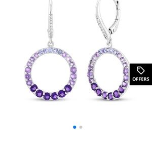 Kay Jewelers Purple and Silver Ombre Earrings PLUS Necklace Set